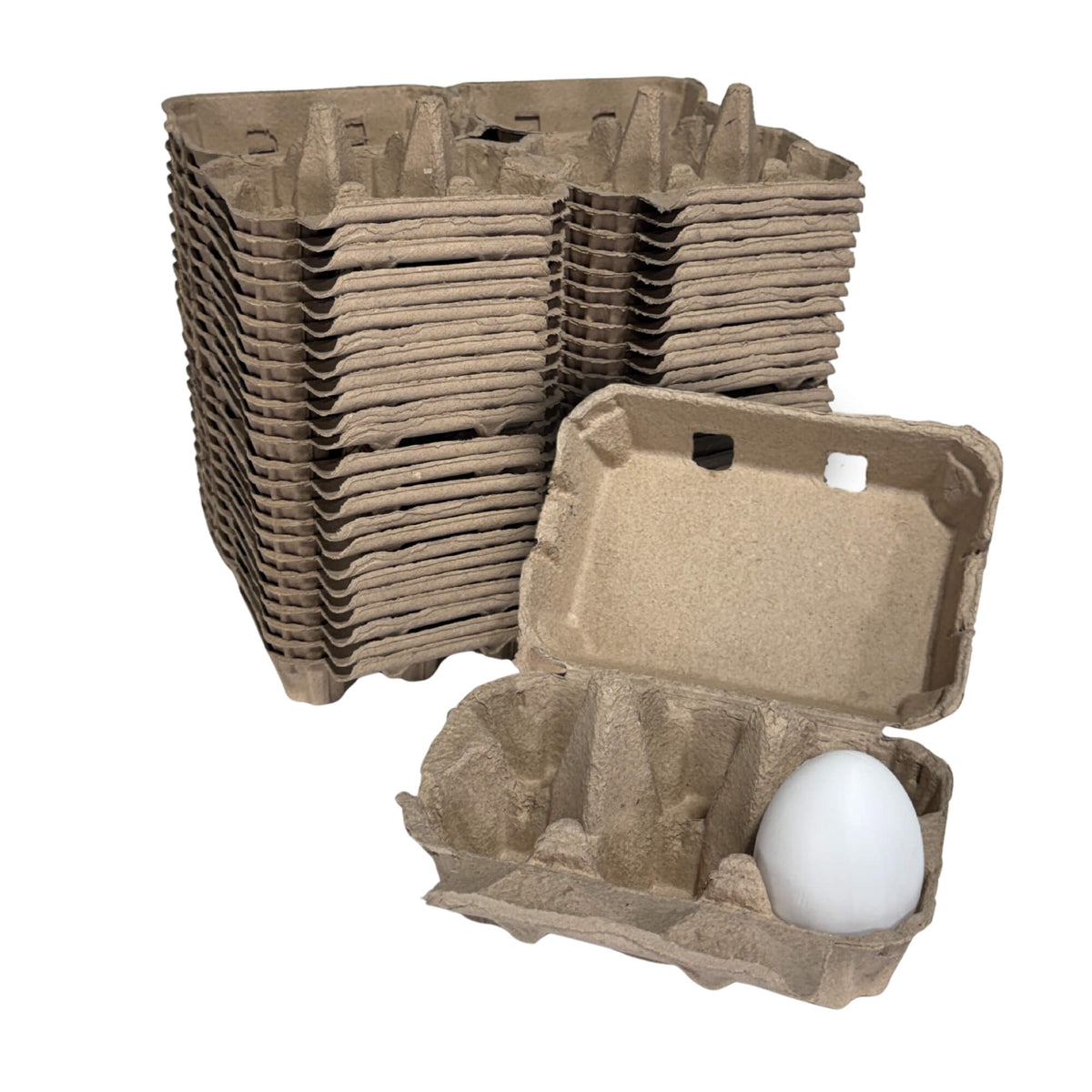 6-Egg Cartons - Natural Pulp, Flat Blank Top
