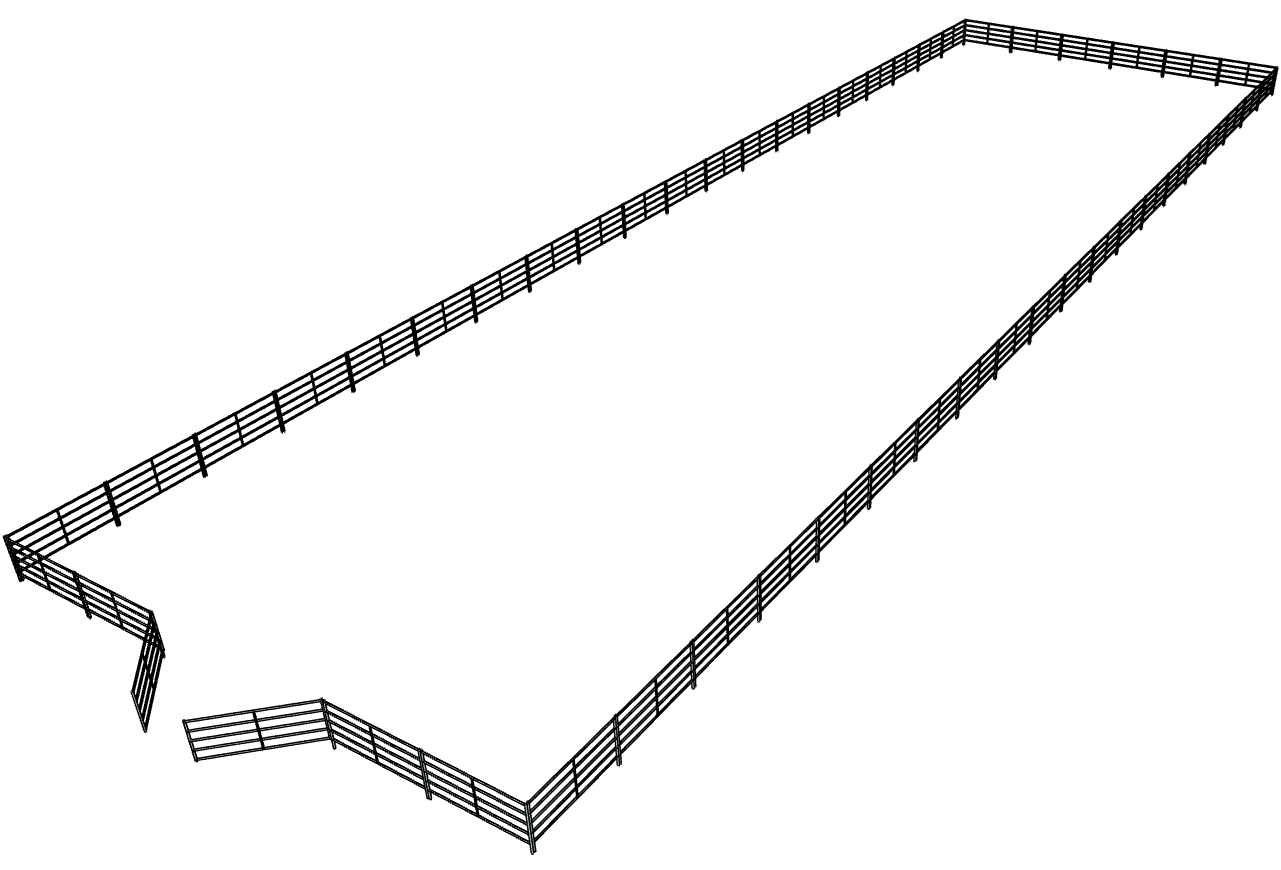 Galvanized 60 Foot by 200 Foot 5-Rail Riding Arena