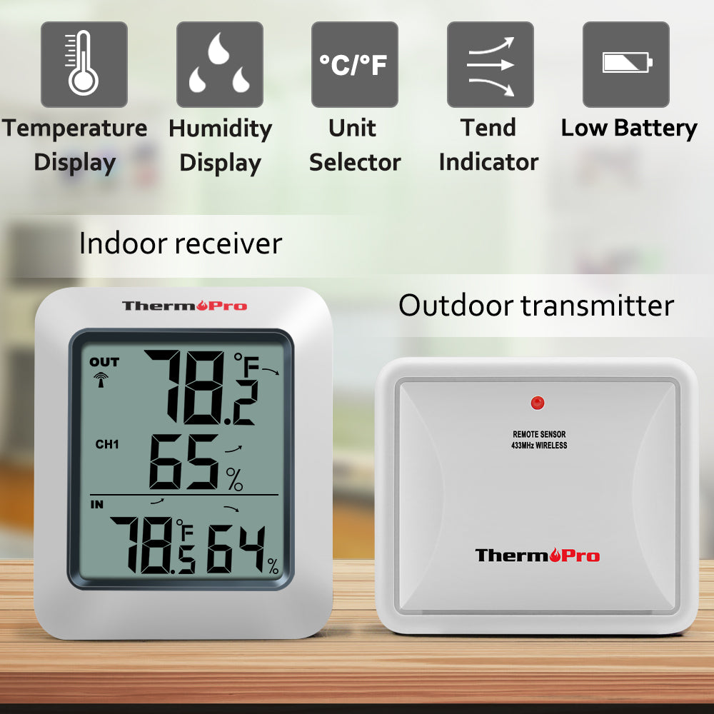 ThermoPro TP60 Digital Indoor Outdoor Thermometer / Hygrometer