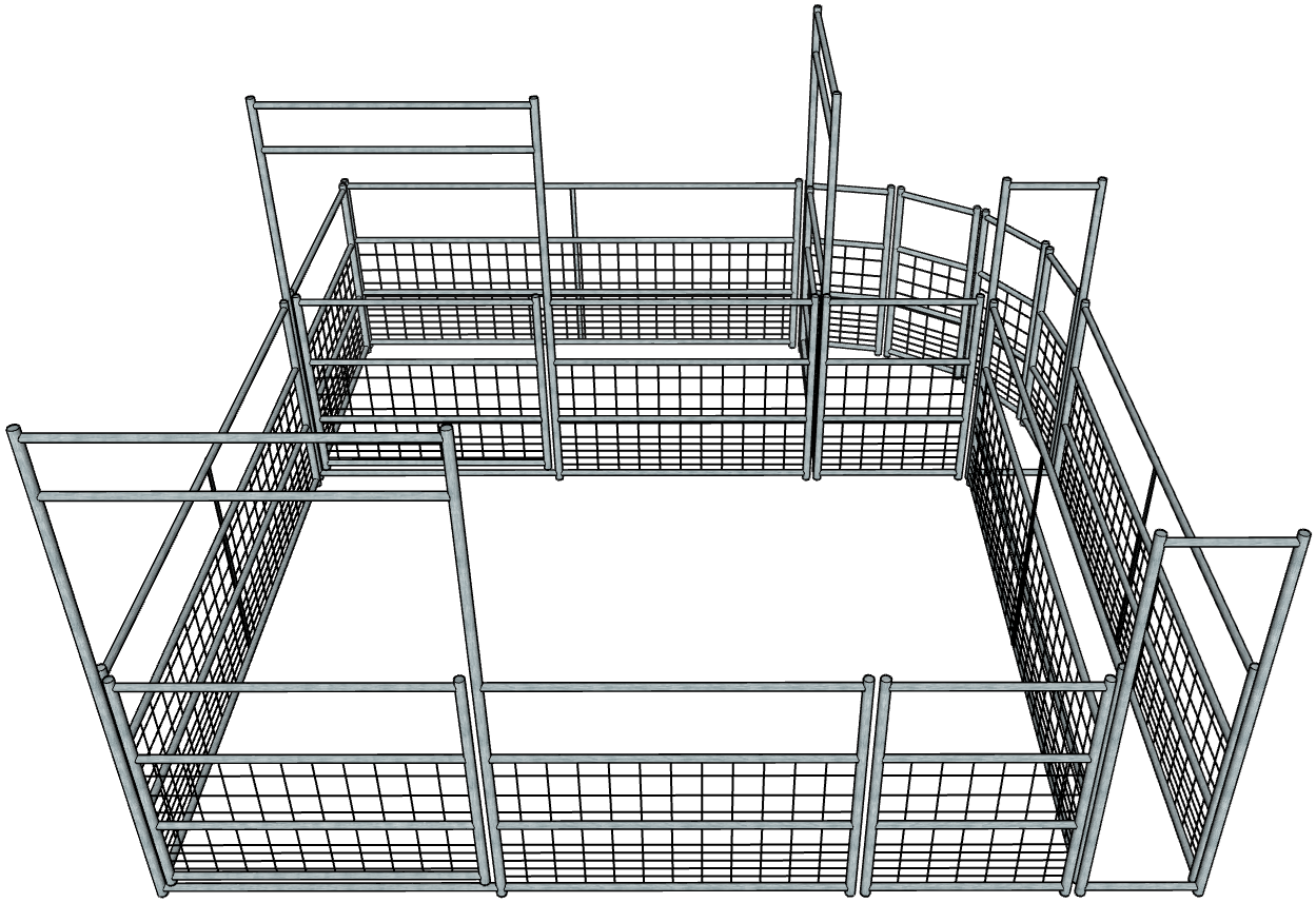Galvanized 12-16 Head Goat/Sheep Working System 4-Rail with Mesh