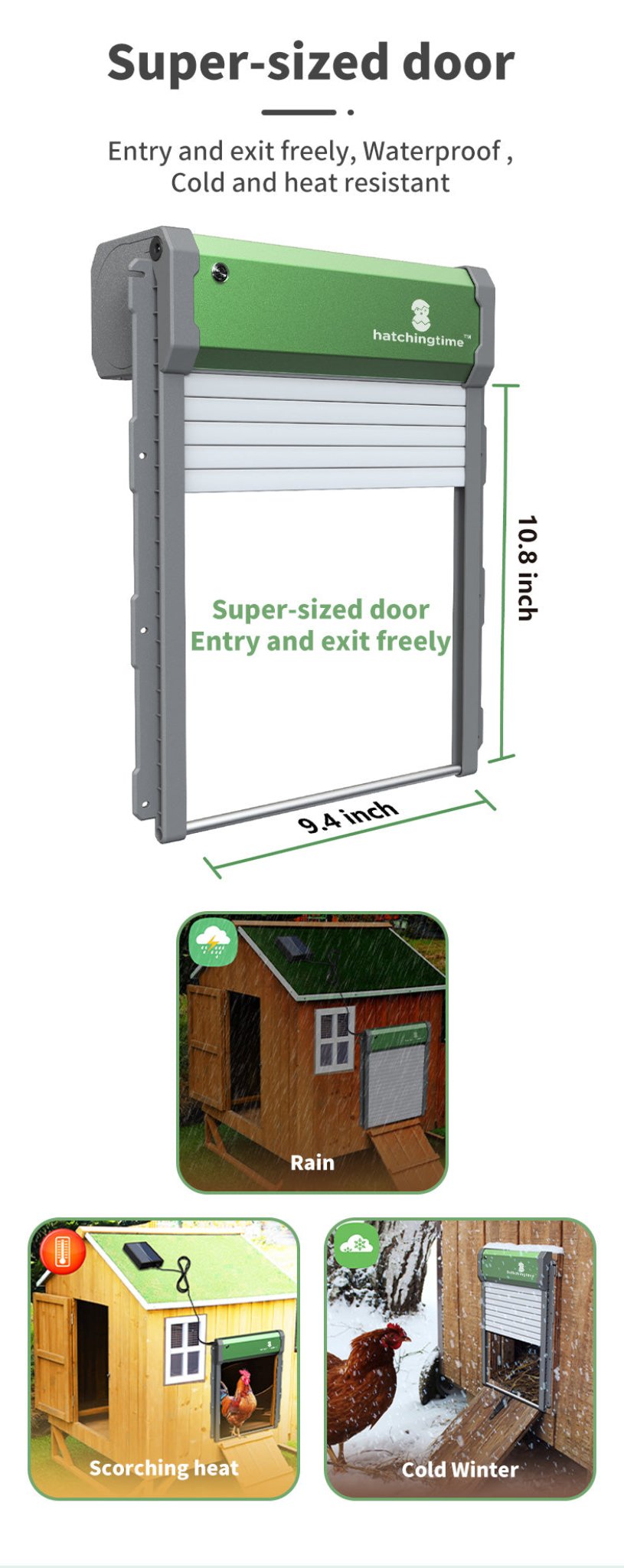 Sungate Solar Powered Automatic Chicken Coop Door with Remote