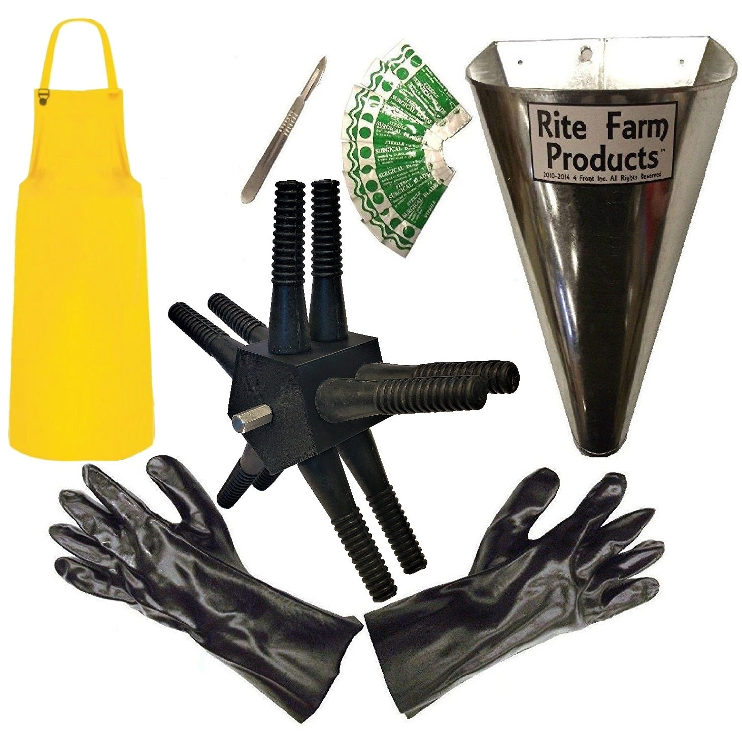 L10 plucker, kill cone, scalpel, 10 blades, gloves, apron