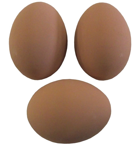 3 pack of Brown ceramic dummy chicken size eggs