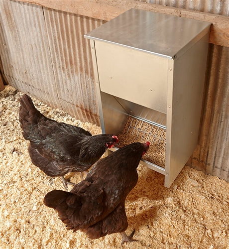 Galvanized 25 Pound Capacity Poultry Chicken Feeder
