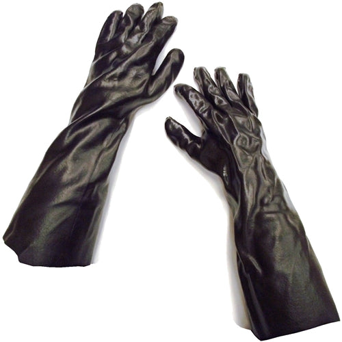 18" long Black PVC gauntlet gloves