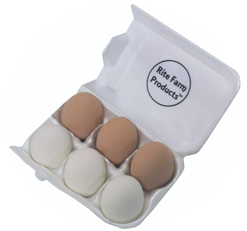 6 pack 3 Brown & 3 White ceramic dummy chicken size eggs