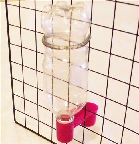 1 Pink Soda Pop Water Bottle Bird Drinker Cup & Spring