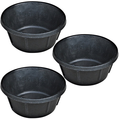 3 Pack Of 1/2 Gallon 2 Quart Rubber Feed Pans Pet Bowl Food Dish