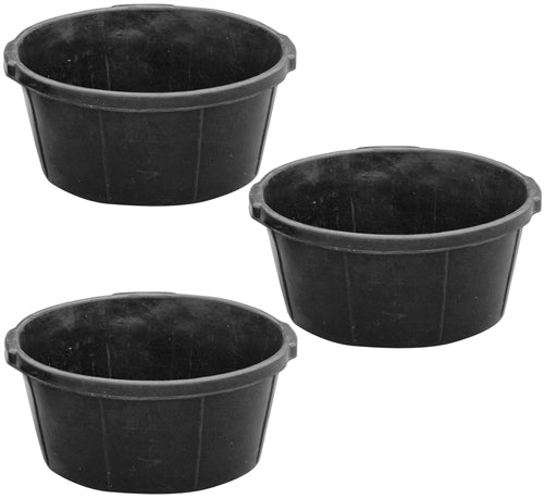 3 Pack Of 6.5 Gallon Rubber Feed Pans Livestock Food Bowl