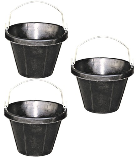 3 Pack Of 2 Gallon 8 Quart Rubber Feed Buckets Livestock Pail